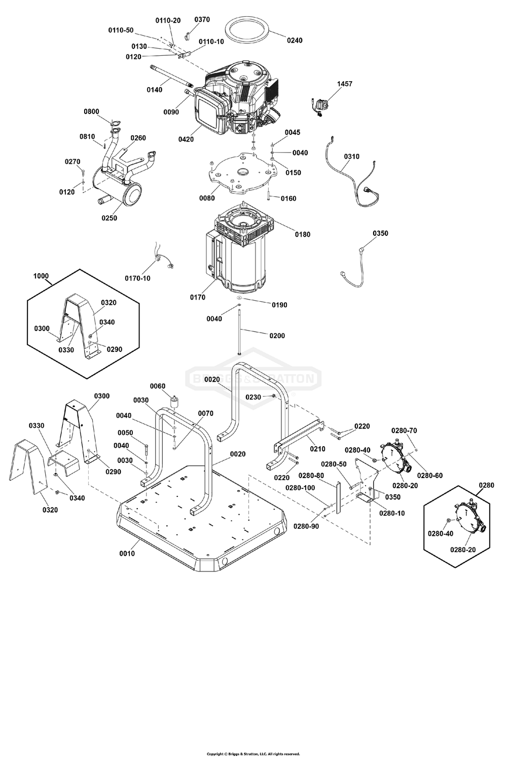 Power Group Diagram and Parts List for 040746-00  Briggs and Stratton Generator